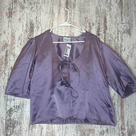 Maison Cleo AGNES deep red duchesse silk blouse Size L NWT - Picture 8 of 11